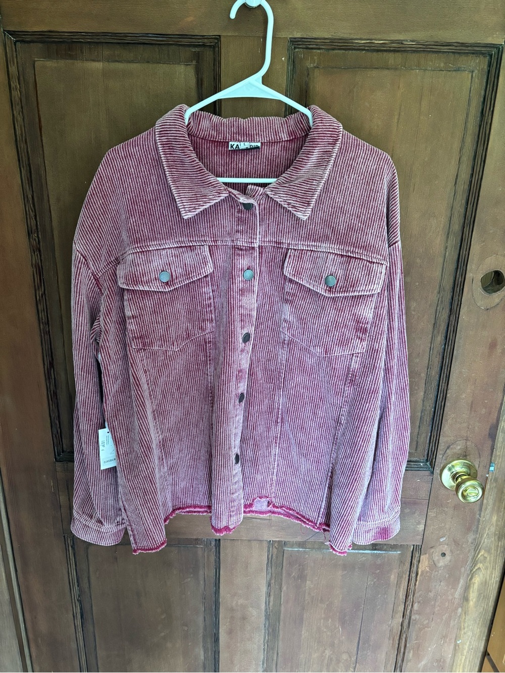 Katydid Wine Corduroy Button-Up Shacket-NWT